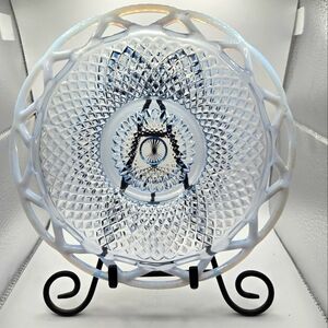 Vintage Imperial Glass Katy Blue Lace Edge Plate
